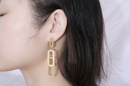 1 Piece Streetwear Geometric Titanium Steel Drop Earrings