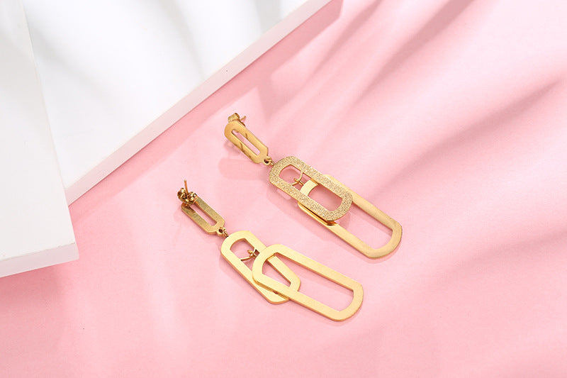 1 Piece Streetwear Geometric Titanium Steel Drop Earrings