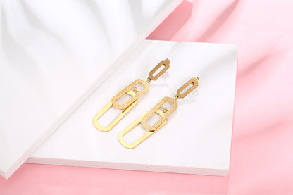 1 Piece Streetwear Geometric Titanium Steel Drop Earrings