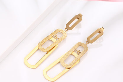 1 Piece Streetwear Geometric Titanium Steel Drop Earrings