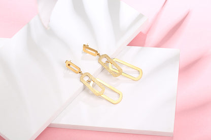 1 Piece Streetwear Geometric Titanium Steel Drop Earrings