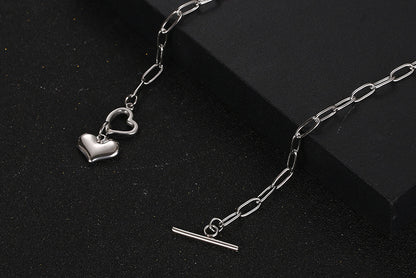 Wholesale Jewelry IG Style Sweet Heart Shape 304 Stainless Steel Toggle Pendant Necklace