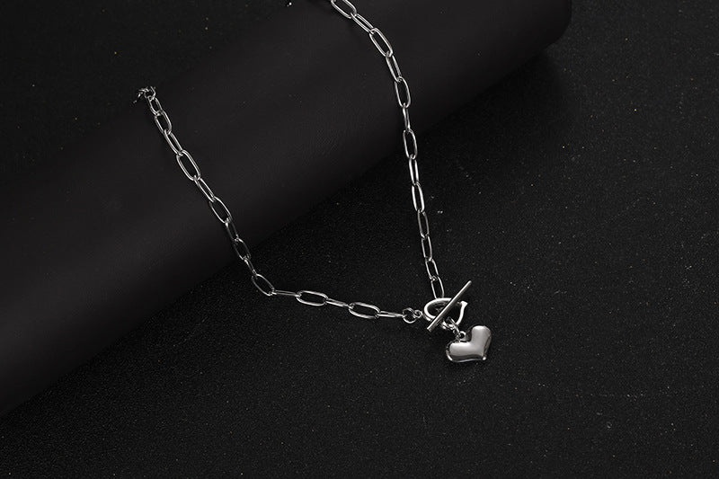 Wholesale Jewelry IG Style Sweet Heart Shape 304 Stainless Steel Toggle Pendant Necklace