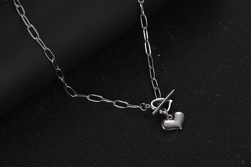 Wholesale Jewelry IG Style Sweet Heart Shape 304 Stainless Steel Toggle Pendant Necklace