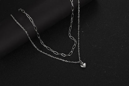 Simple Style Heart Shape Titanium Steel Gold Plated Necklace In Bulk