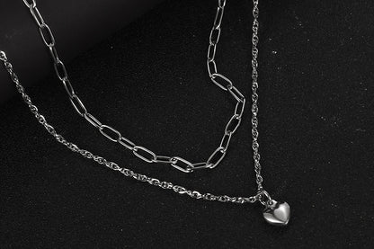 Simple Style Heart Shape Titanium Steel Gold Plated Necklace In Bulk