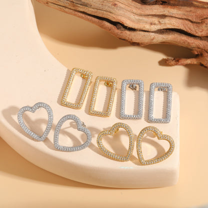 1 Pair Elegant Luxurious Classic Style Heart Shape Plating Inlay Copper Zircon 14k Gold Plated Ear Studs