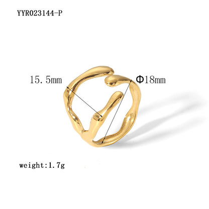 Modern Style African Style Solid Color Stainless Steel Plating 18k Gold Plated Open Rings