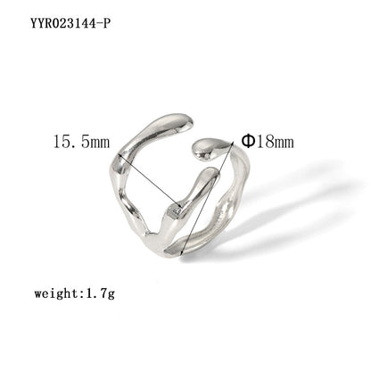 Modern Style African Style Solid Color Stainless Steel Plating 18k Gold Plated Open Rings