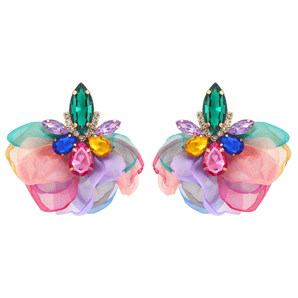 1 Pair Exaggerated Luxurious Sweet Petal Inlay Zinc Alloy Rhinestones Drop Earrings