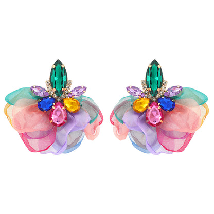 1 Pair Exaggerated Luxurious Sweet Petal Inlay Zinc Alloy Rhinestones Drop Earrings