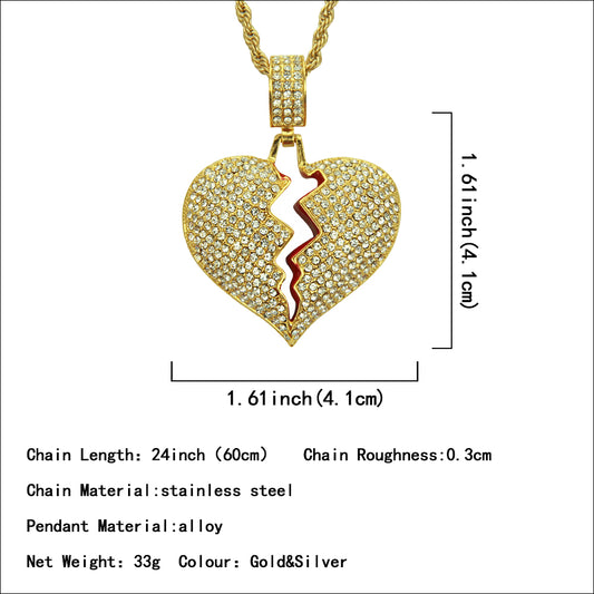 Hip-hop Exaggerated Heart Shape Alloy Inlay Rhinestones Women's Pendant Necklace