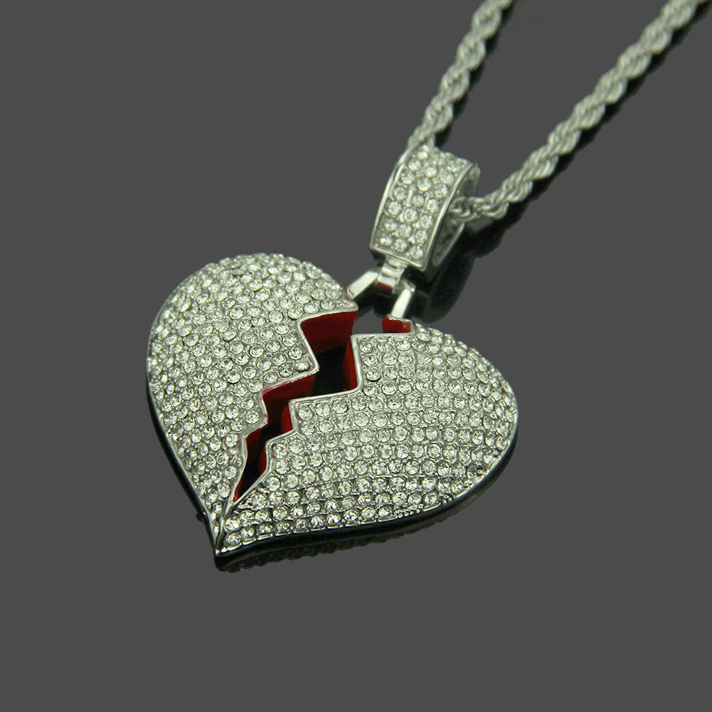 Hip-hop Exaggerated Heart Shape Alloy Inlay Rhinestones Women's Pendant Necklace