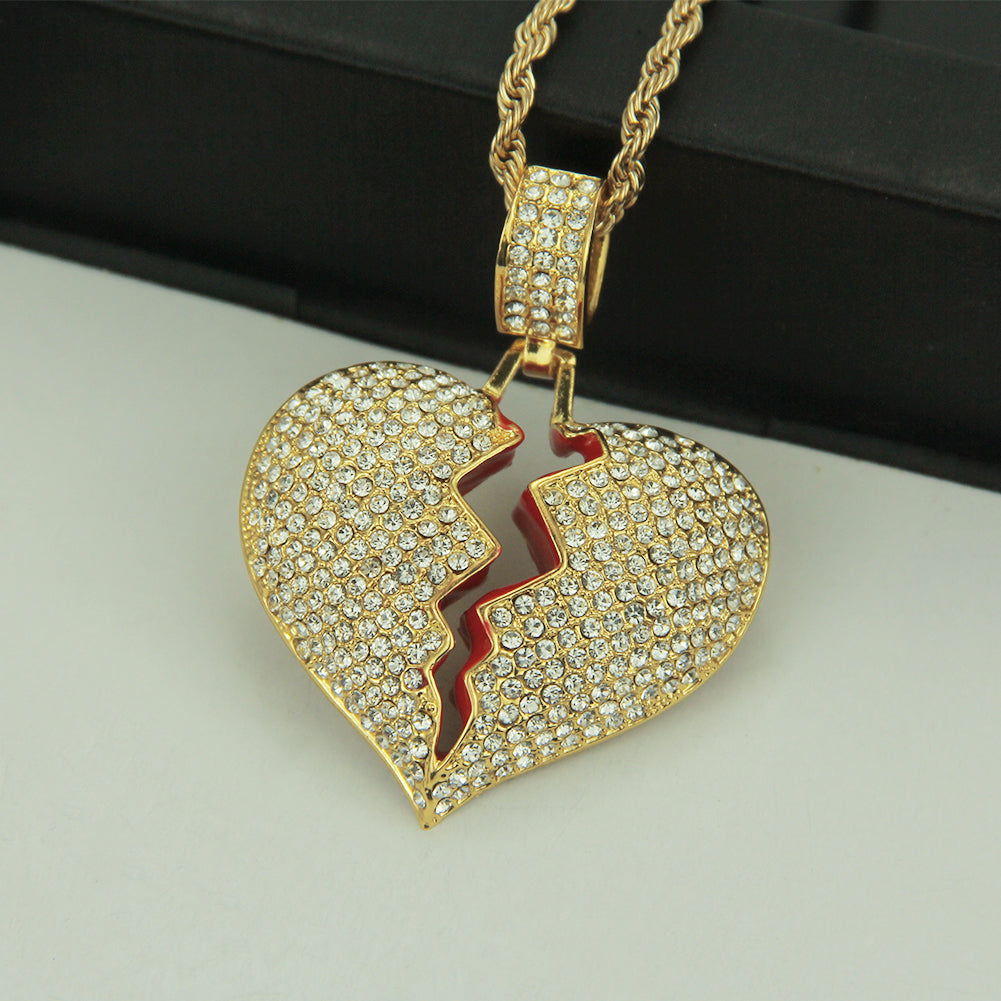 Hip-hop Exaggerated Heart Shape Alloy Inlay Rhinestones Women's Pendant Necklace