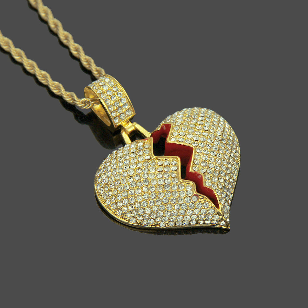 Hip-hop Exaggerated Heart Shape Alloy Inlay Rhinestones Women's Pendant Necklace