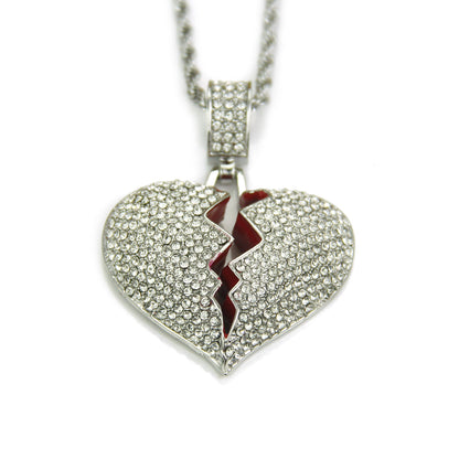 Hip-hop Exaggerated Heart Shape Alloy Inlay Rhinestones Women's Pendant Necklace