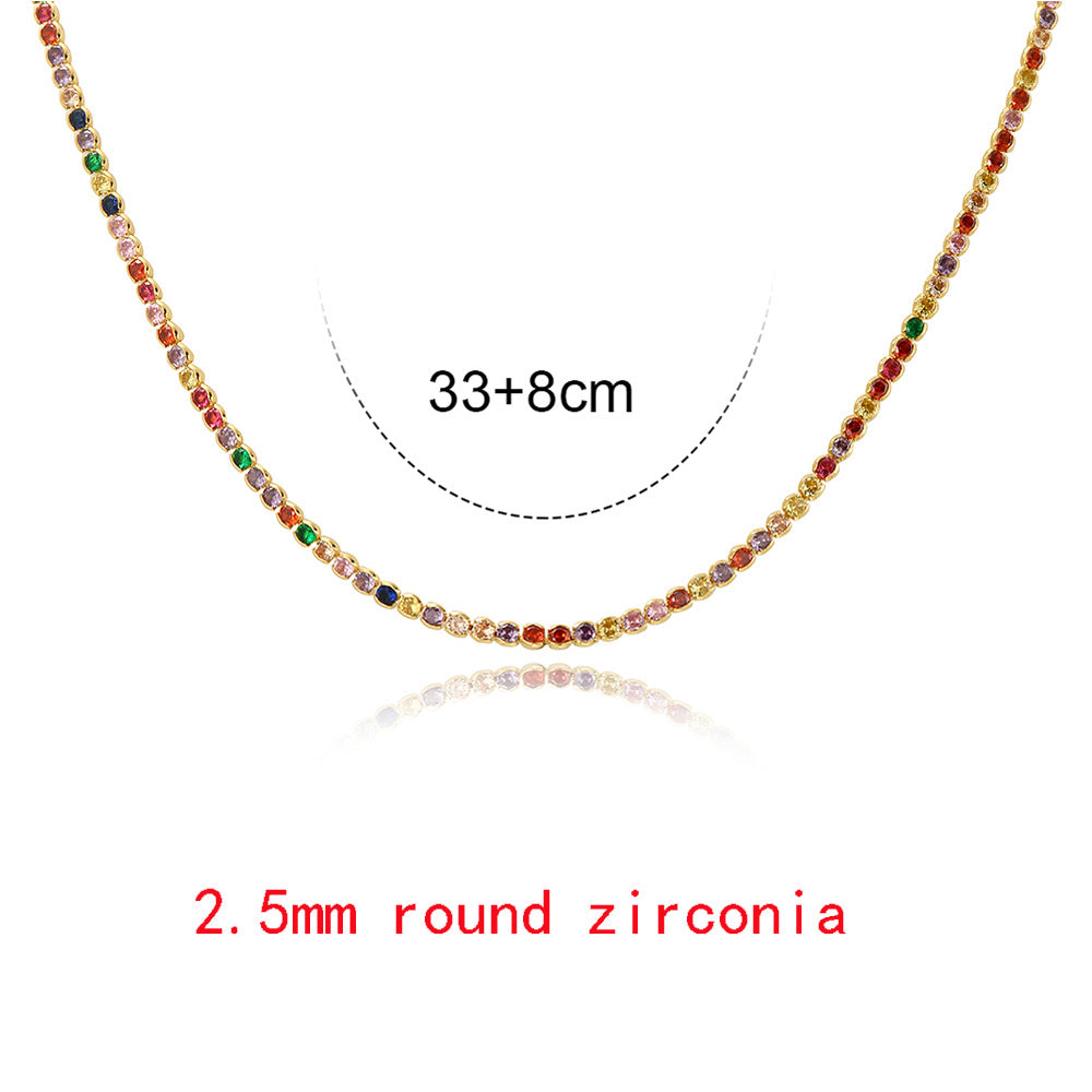 Fashion Geometric Copper Inlay Zircon Necklace 1 Piece