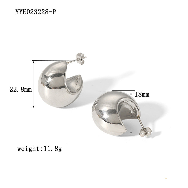 1 Pair Simple Style Solid Color Plating Stainless Steel 18k Gold Plated Ear Studs