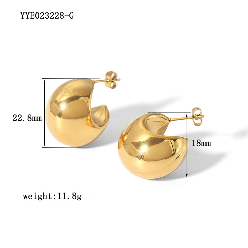 1 Pair Simple Style Solid Color Plating Stainless Steel 18k Gold Plated Ear Studs