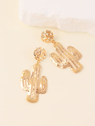 1 Pair Lady Cactus Iron Drop Earrings