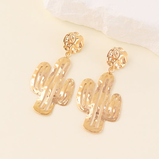 1 Pair Lady Cactus Iron Drop Earrings