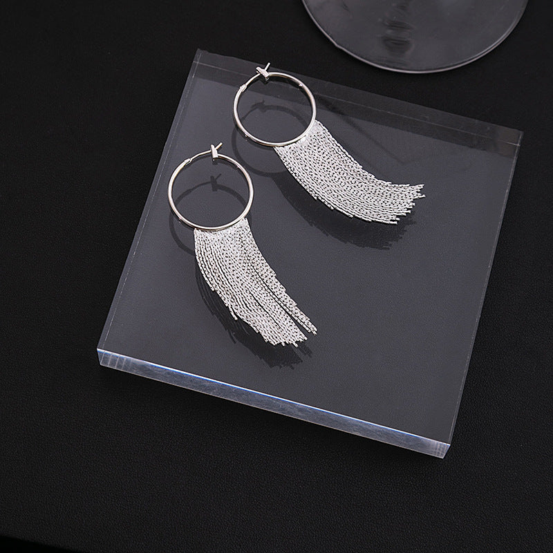 1 Pair Simple Style C Shape Tassel Plating Copper Drop Earrings