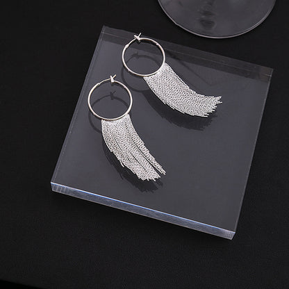 1 Pair Simple Style C Shape Tassel Plating Copper Drop Earrings