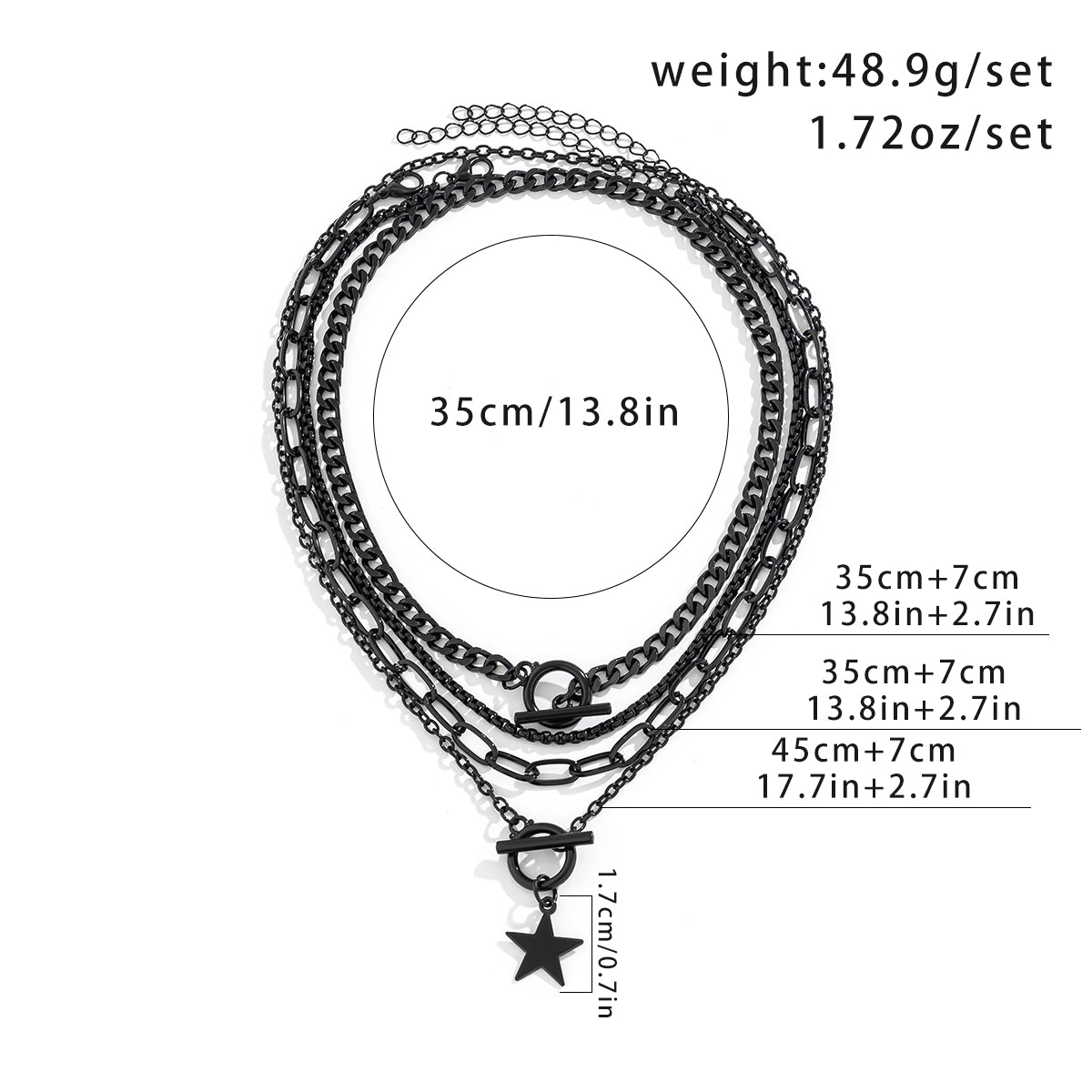 Hip-hop Exaggerated Cool Style Irregular Pentagram Alloy Iron Tassel Women's Necklace