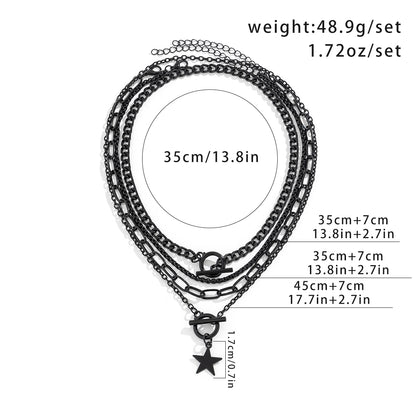 Hip-hop Exaggerated Cool Style Irregular Pentagram Alloy Iron Tassel Women's Necklace