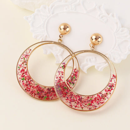 1 Pair Lady Flower Resin Drop Earrings