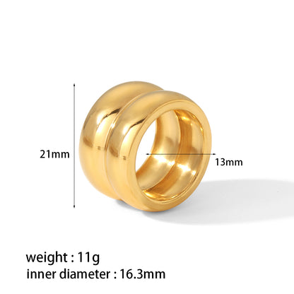 Retro Circle Stainless Steel Polishing Plating Inlay Rhinestones 18k Gold Plated Rings