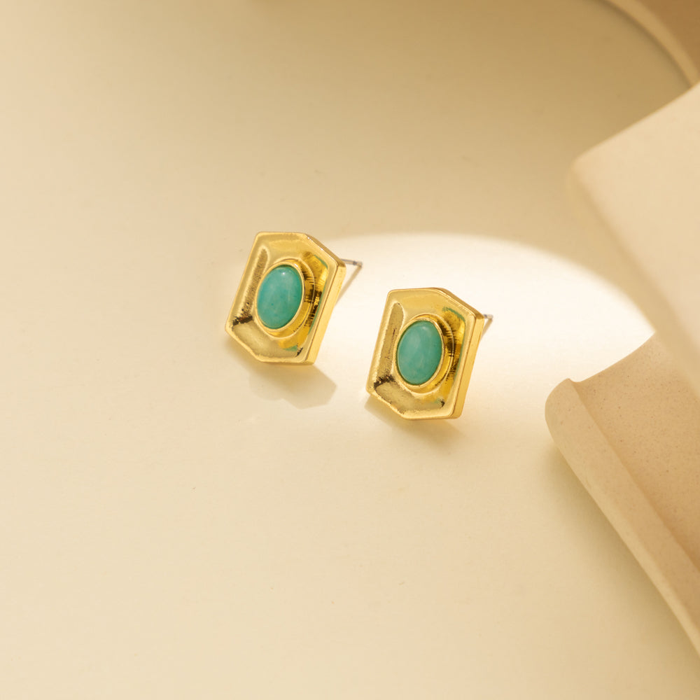1 Pair Cute Sweet Simple Style Oval Plating Inlay Alloy Artificial Gemstones Ear Studs