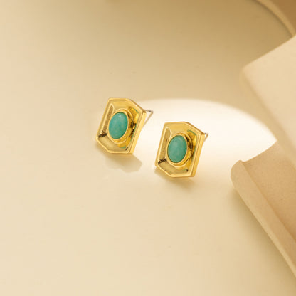 1 Pair Cute Sweet Simple Style Oval Plating Inlay Alloy Artificial Gemstones Ear Studs