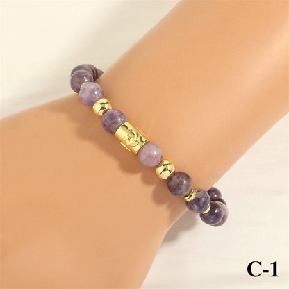 Foreign Trade Ornament Bohemian Handmade Twin Purple Perilla Yellow Tower Crystal Beaded Bracelet Multi-layer Elastic Bracelet