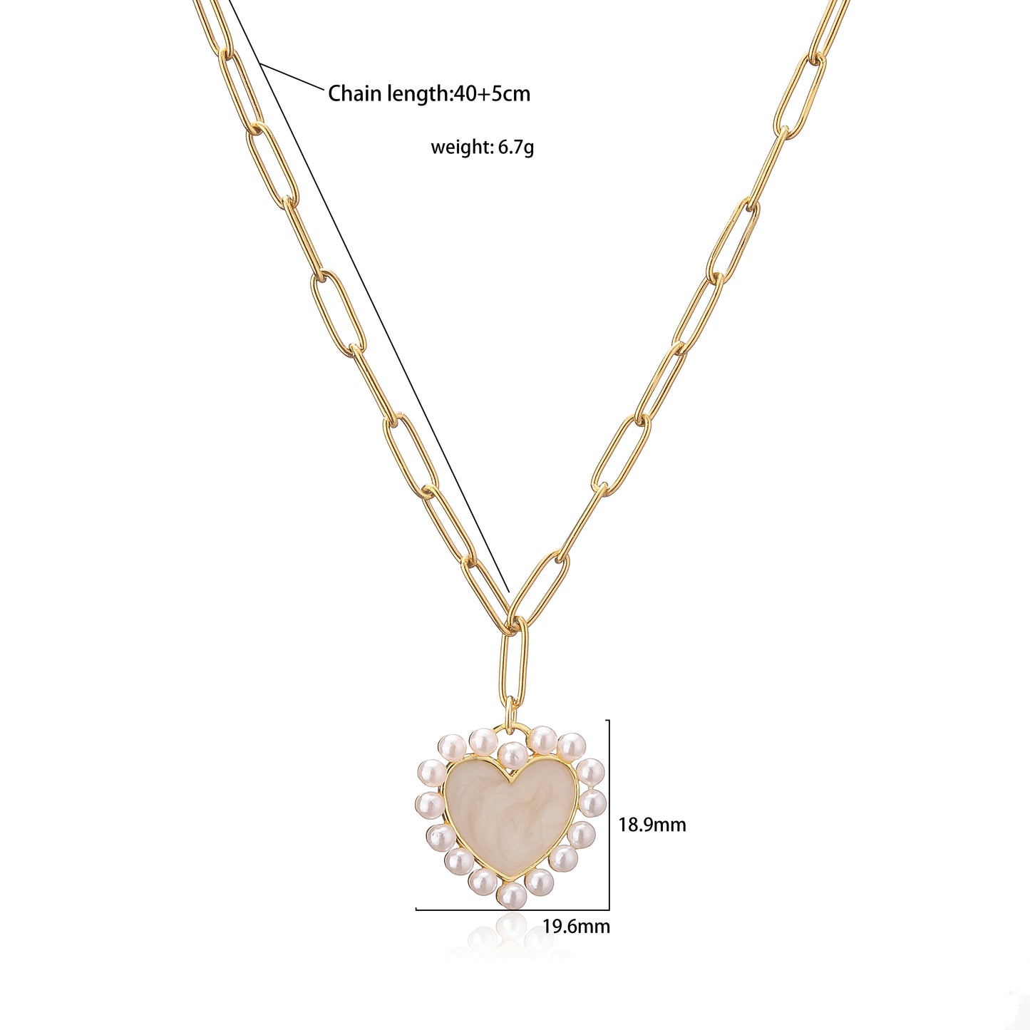 Elegant Vacation Simple Style Heart Shape Copper 18k Gold Plated Artificial Pearls Rings Necklace In Bulk