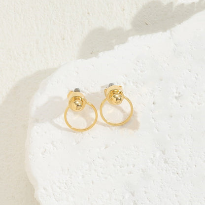 1 Pair Ig Style Simple Style Round Water Droplets Heart Shape Plating Copper 14k Gold Plated Ear Studs