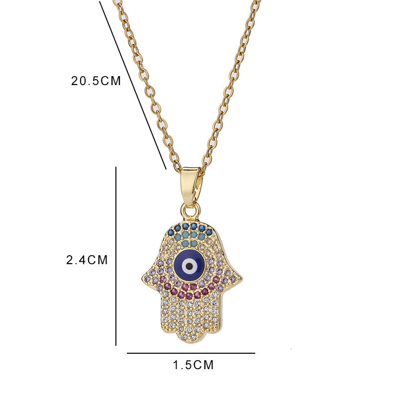 Streetwear Palm Copper Plating Inlay Zircon Pendant Necklace