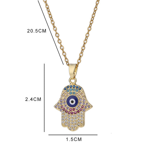 Streetwear Palm Copper Plating Inlay Zircon Pendant Necklace