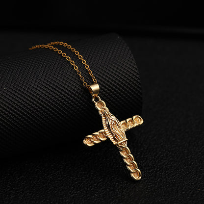 Basic Modern Style Cross Copper Plating Inlay Zircon Pendant Necklace