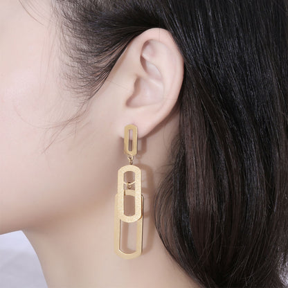 1 Piece Streetwear Geometric Titanium Steel Drop Earrings