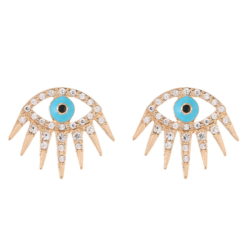 1 Pair Retro Devil's Eye Enamel Plating Inlay Alloy Rhinestones Gold Plated Ear Studs