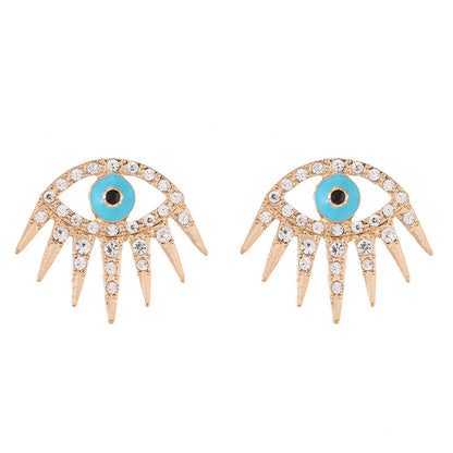 1 Pair Retro Devil's Eye Enamel Plating Inlay Alloy Rhinestones Gold Plated Ear Studs