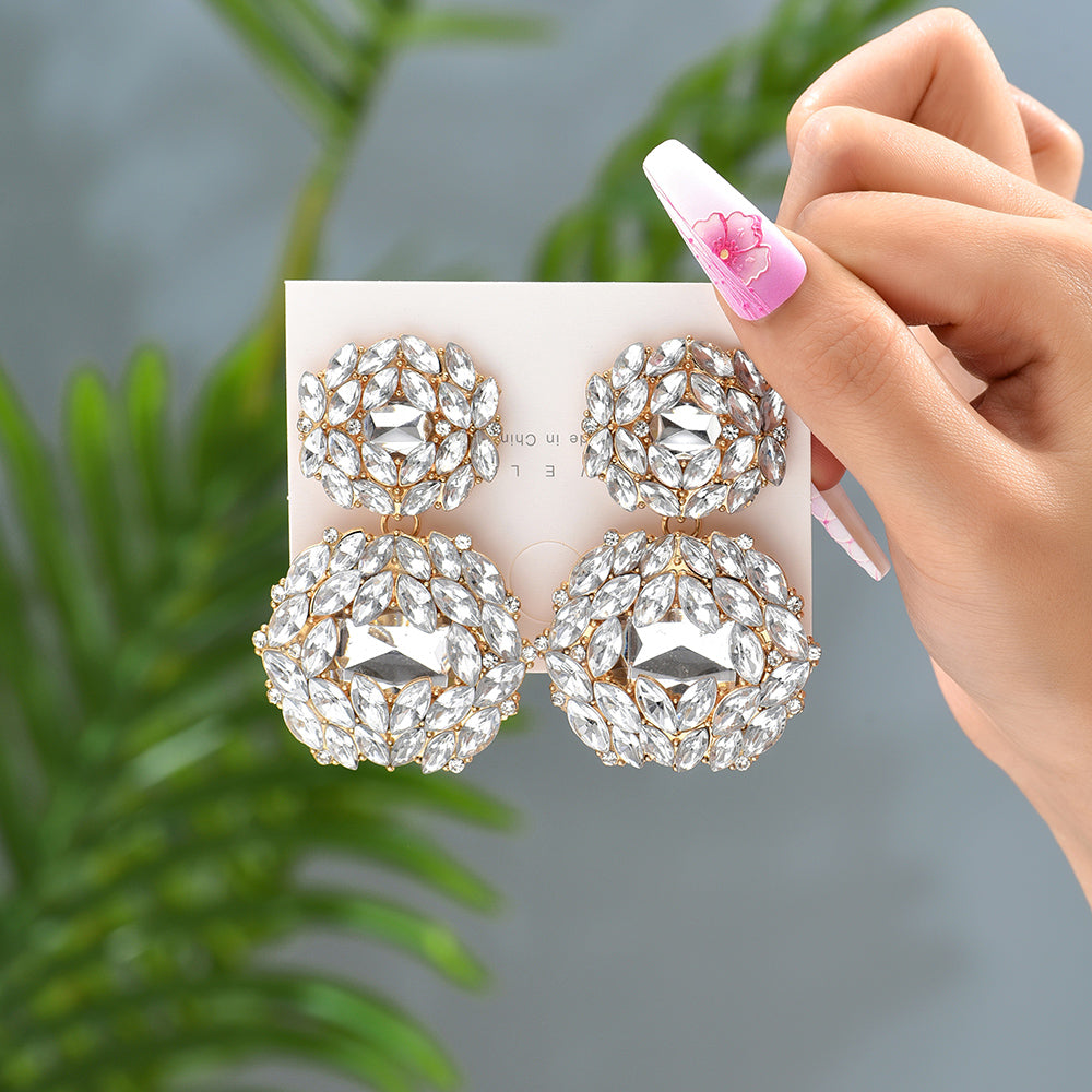 1 Pair Fashion Geometric Rhinestone Women's Drop Earrings