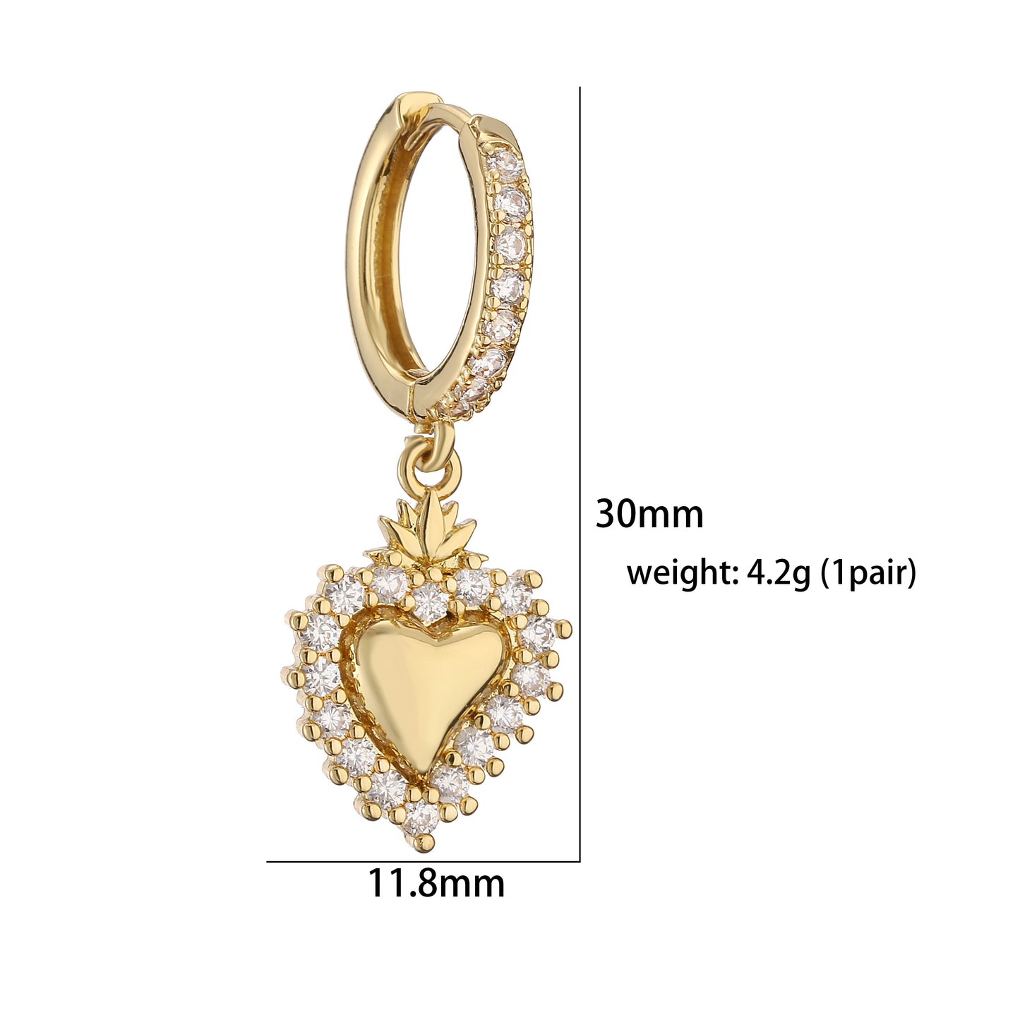 Casual Elegant Simple Style Heart Shape Copper Plating Inlay Zircon 18k Gold Plated Earrings Necklace