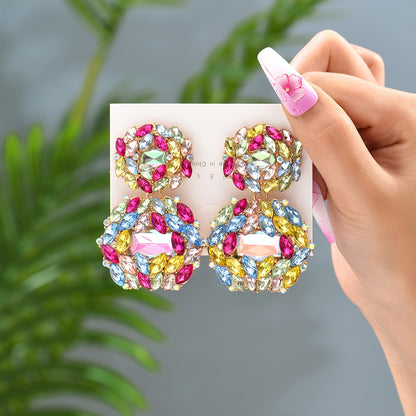 1 Pair Fashion Geometric Rhinestone Women's Drop Earrings