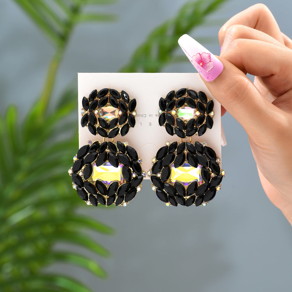 1 Pair Fashion Geometric Rhinestone Women's Drop Earrings