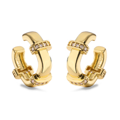 1 Pair Ig Style French Style Simple Style Leaves Twist Plating Inlay Copper Zircon 18k Gold Plated Ear Cuffs