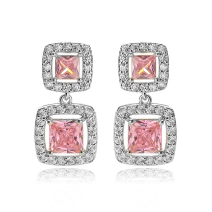 1 Pair Elegant Lady Square Plating Inlay Copper Zircon 18k Gold Plated Drop Earrings