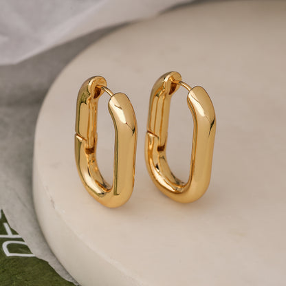 1 Pair Simple Style Solid Color Plating Copper 18k Gold Plated Earrings