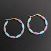 1 Pair Ig Style Casual Round Enamel Stainless Steel Gold Plated Earrings